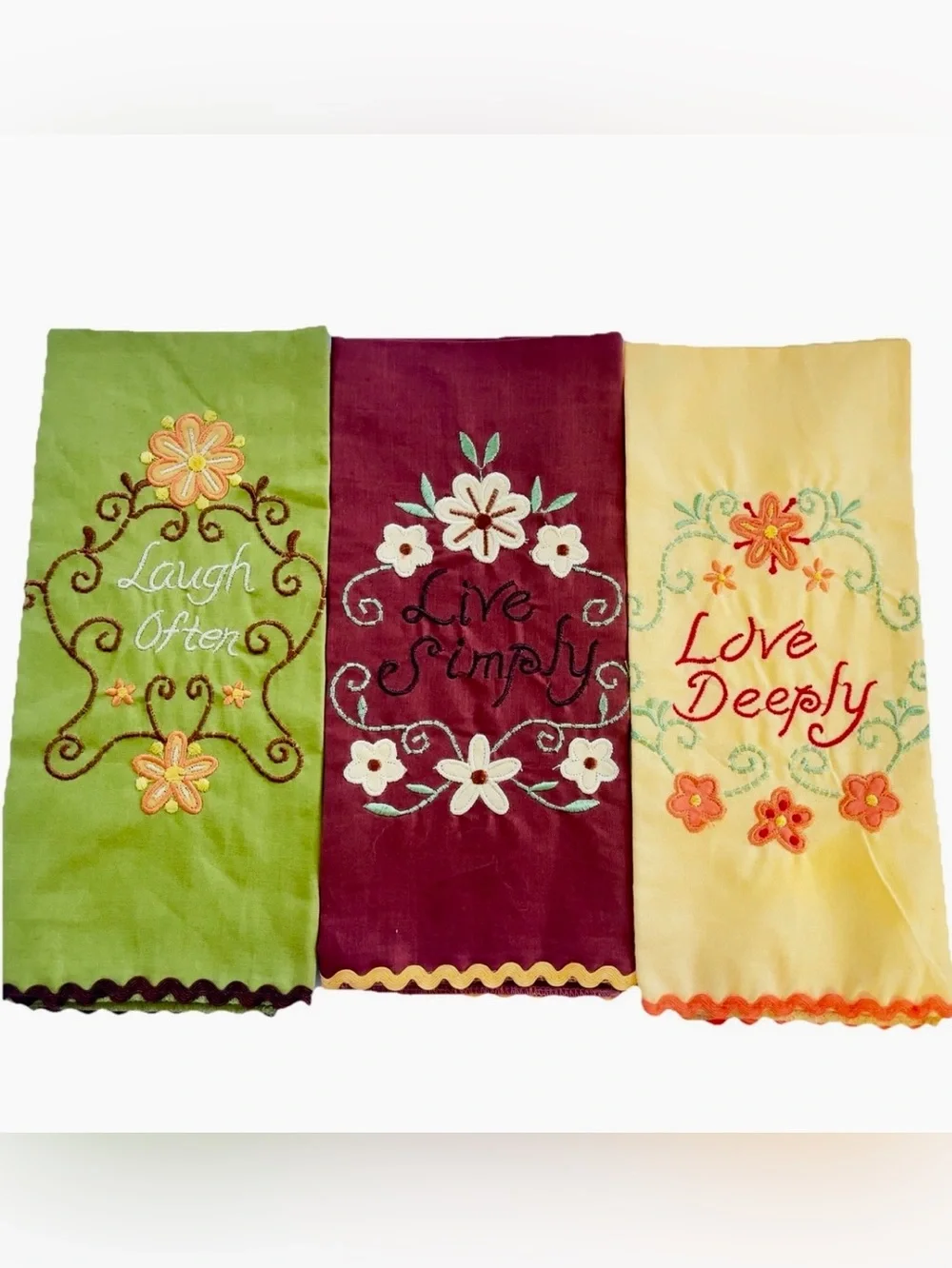Kitchen Tea Towels Inspirational Retro Floral Embroidered Decorative Farmhouse